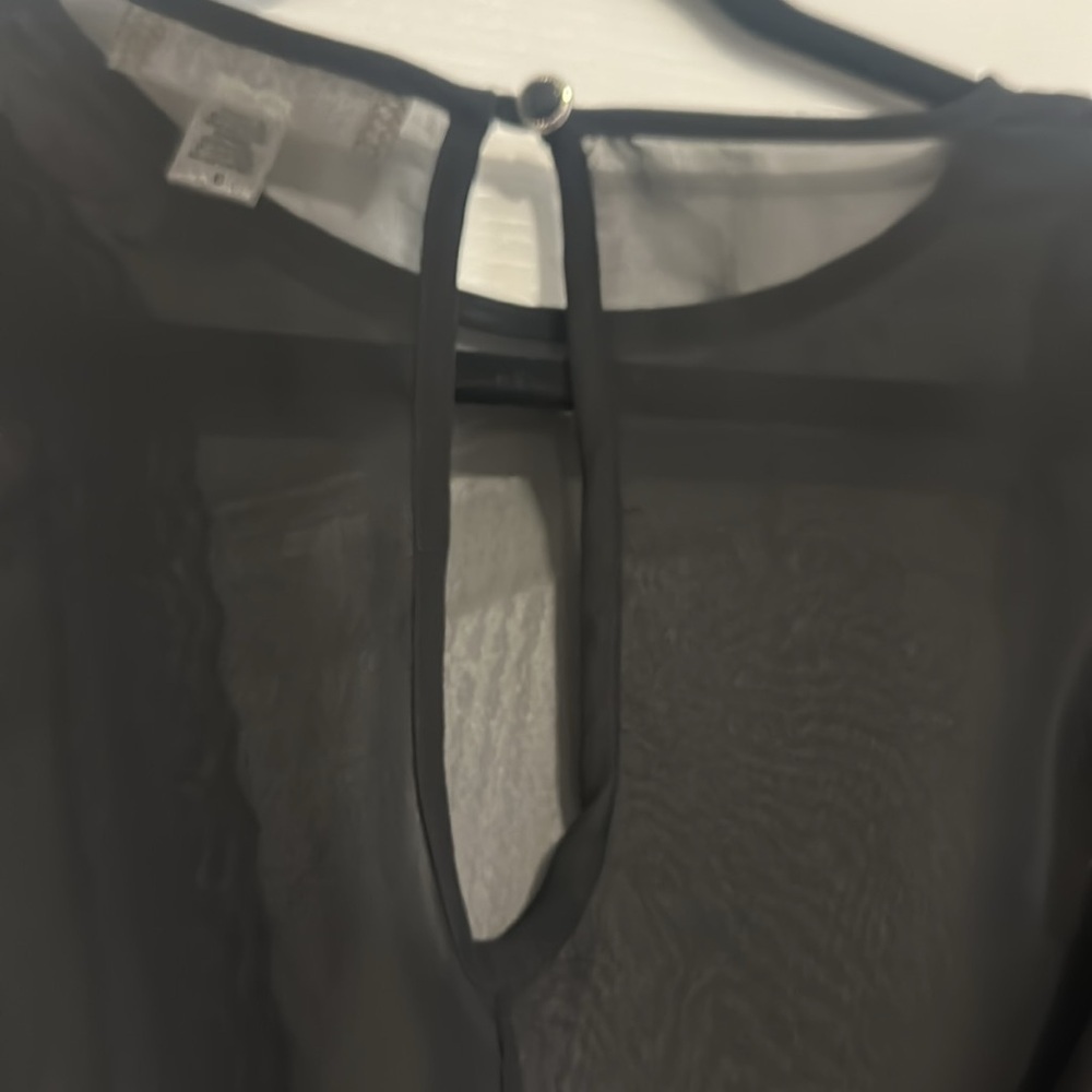 Derek Heart Black Asymmetrical Cut Out Blouse size large - Picture 7 of 11